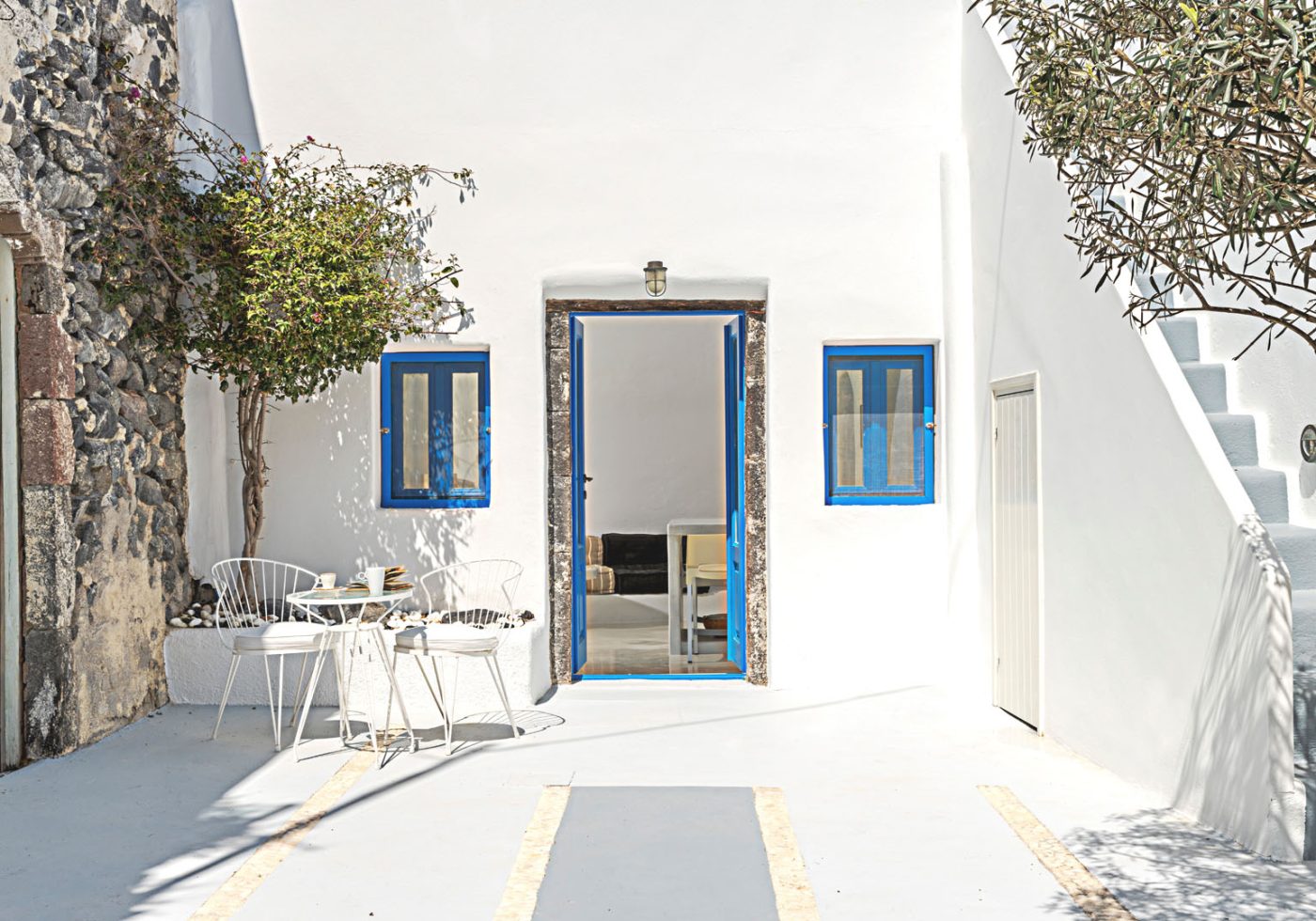 crown of fira santorini cave house entrance garden 2