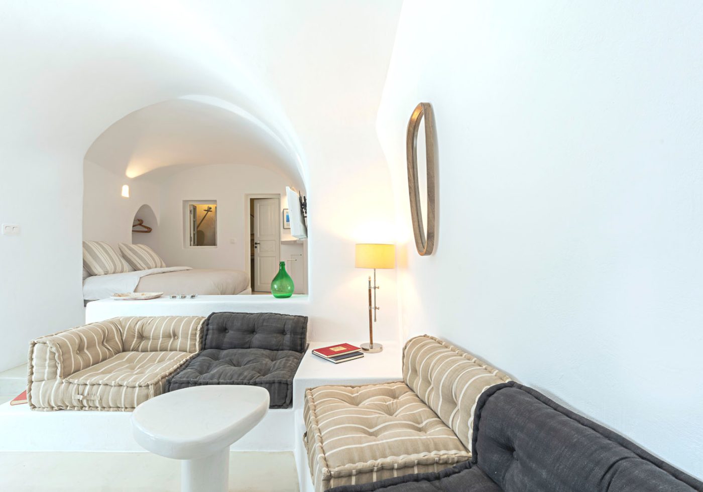 crown of fira santorini cave house living room 10