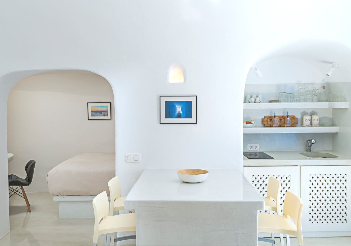 crown of fira santorini cave house living room 4
