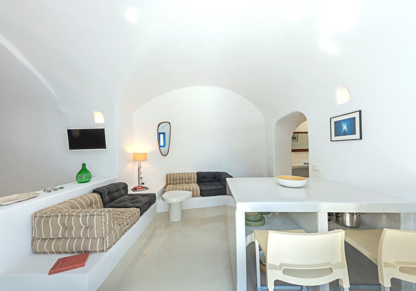 crown of fira santorini cave house living room 5