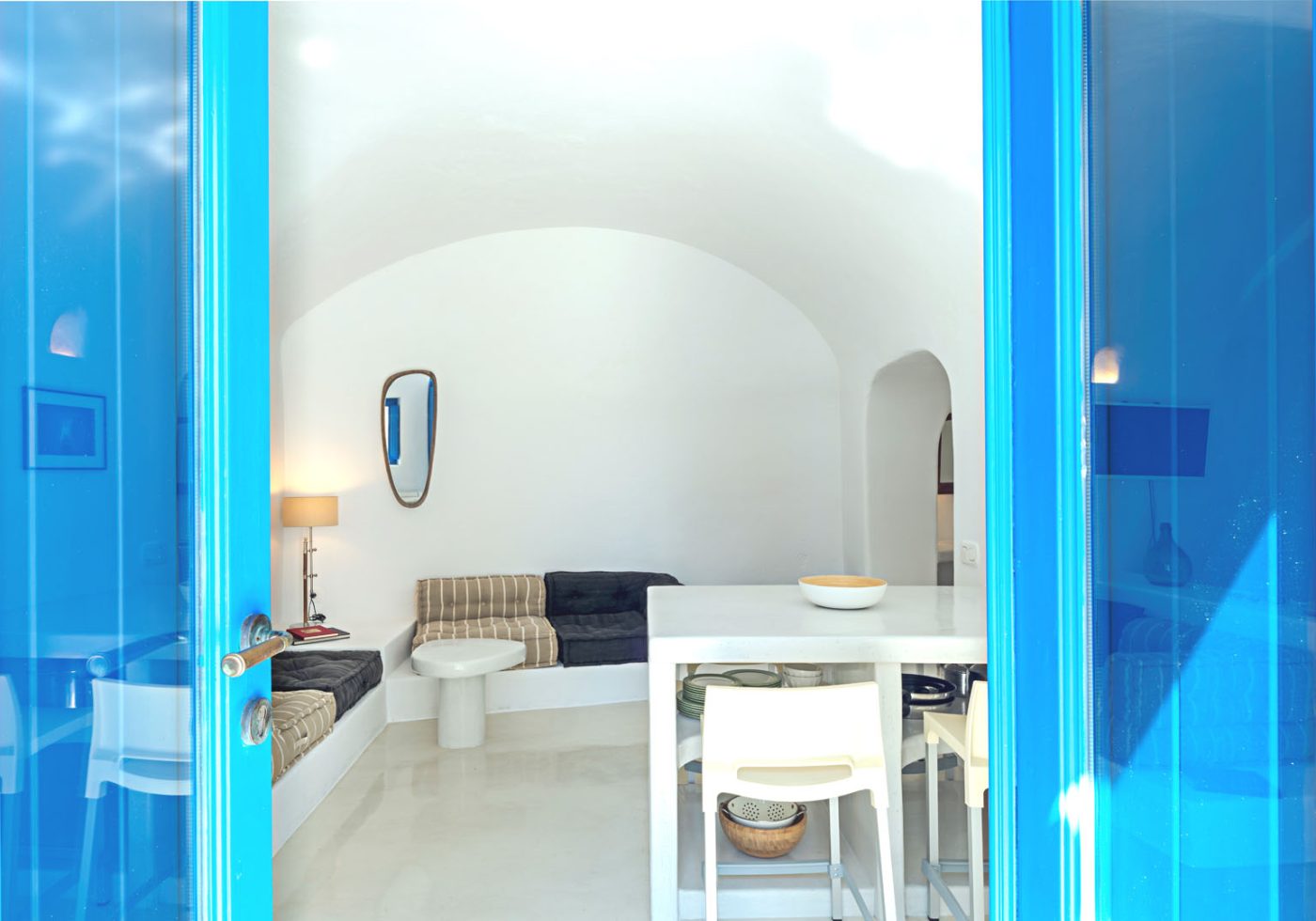 crown of fira santorini cave house living room 6