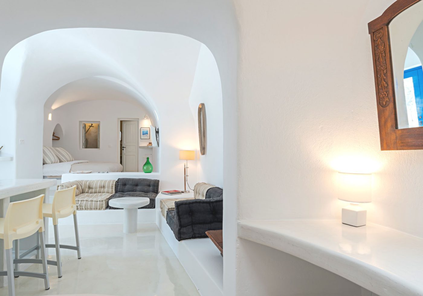 crown of fira santorini cave house living room 8
