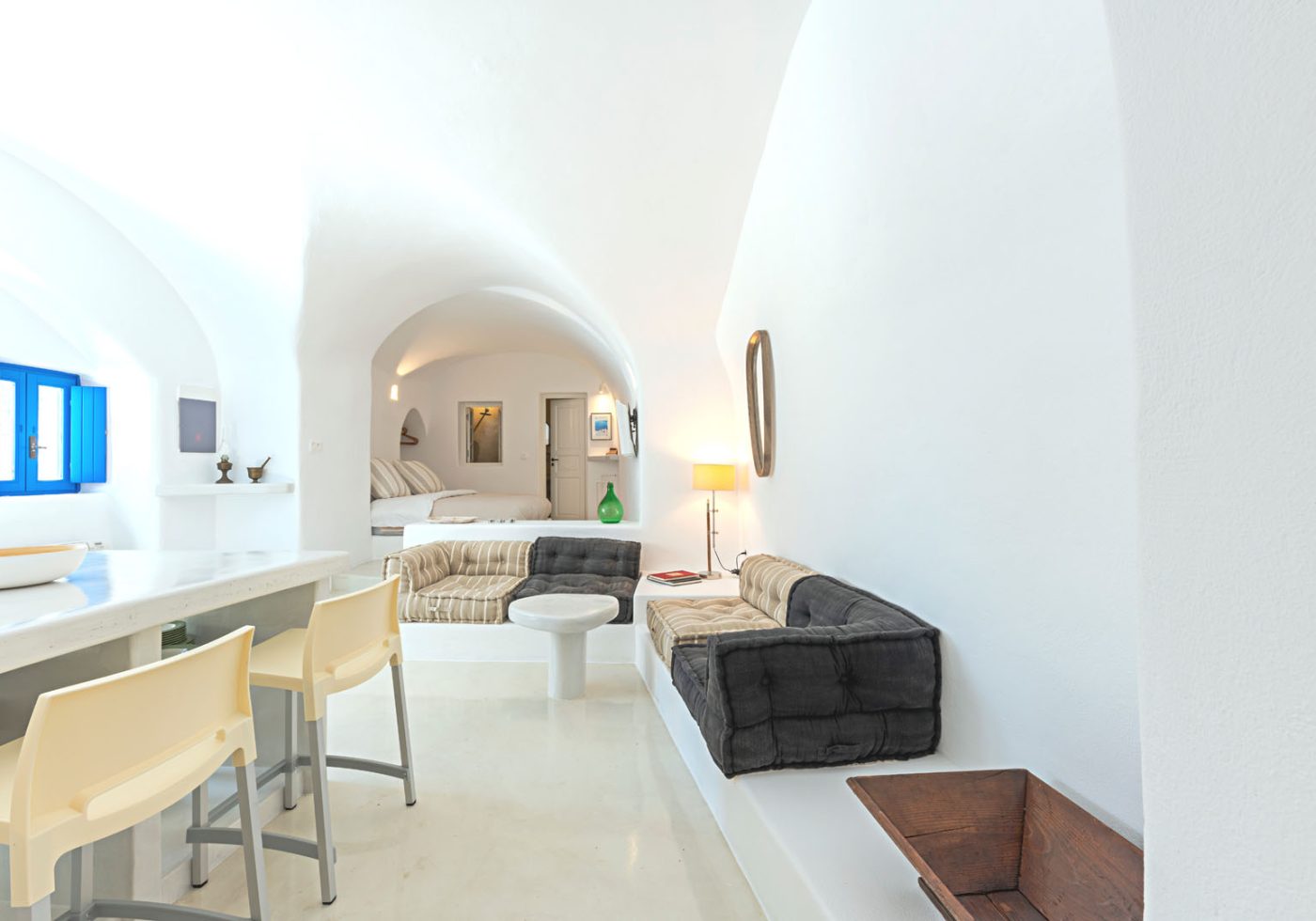 crown of fira santorini cave house living room 9